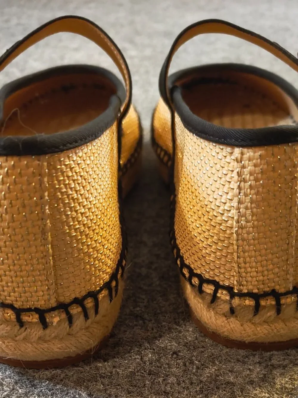 J.Crew Canvas Mary Jane Espadrilles Natural Gold Size 7 NIB